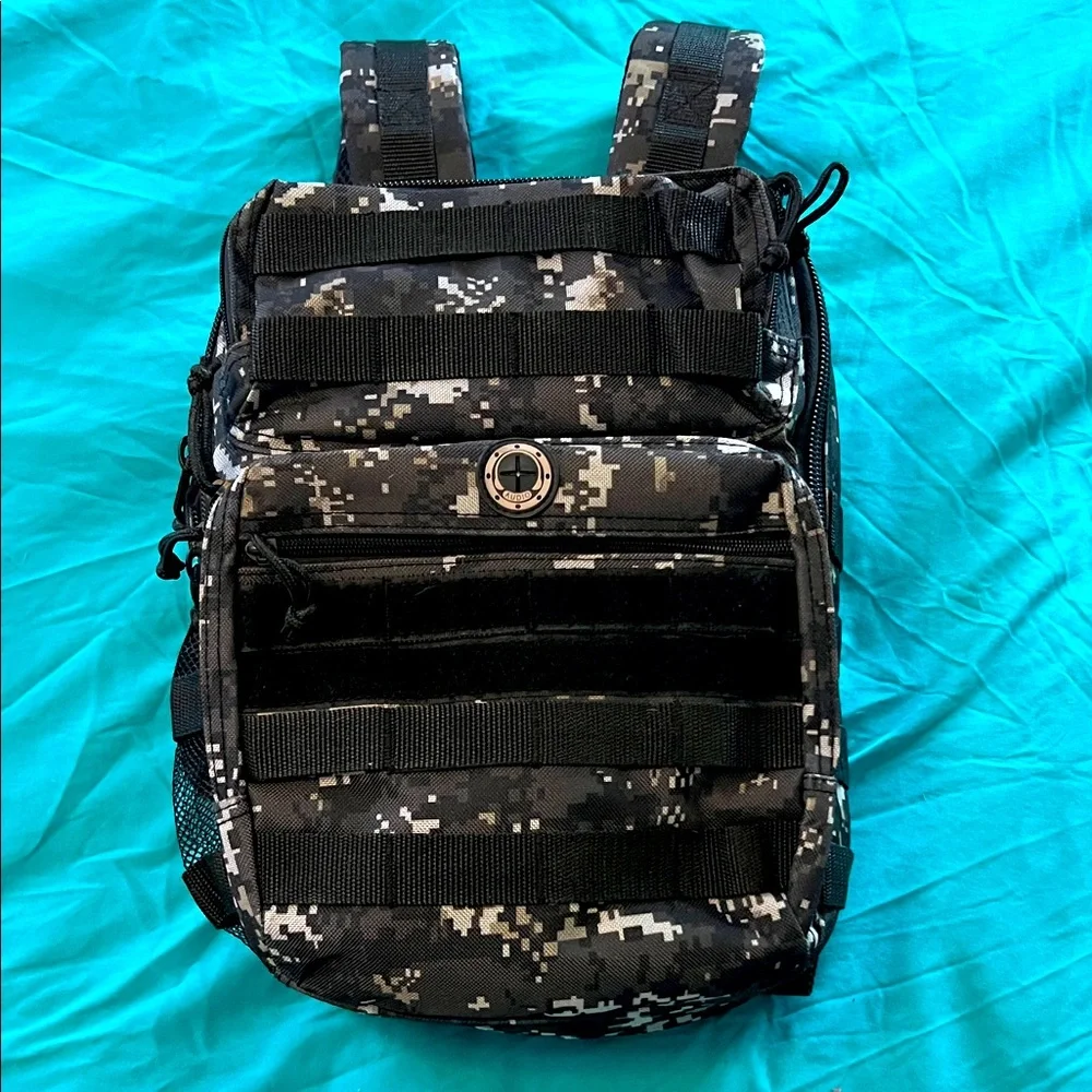 🔥DARK GREY DIGITAL CAMO MULTI POCKET BACKPACK NWOT